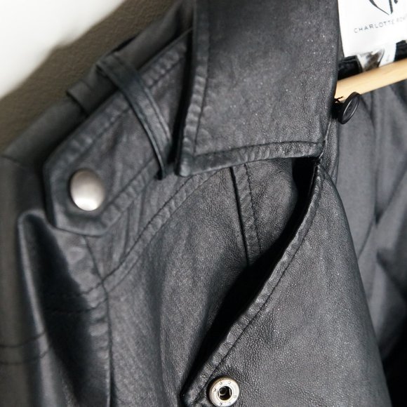 Genuine Leather Motorcycle Jacket Black Size 4 - Picture 3 of 7